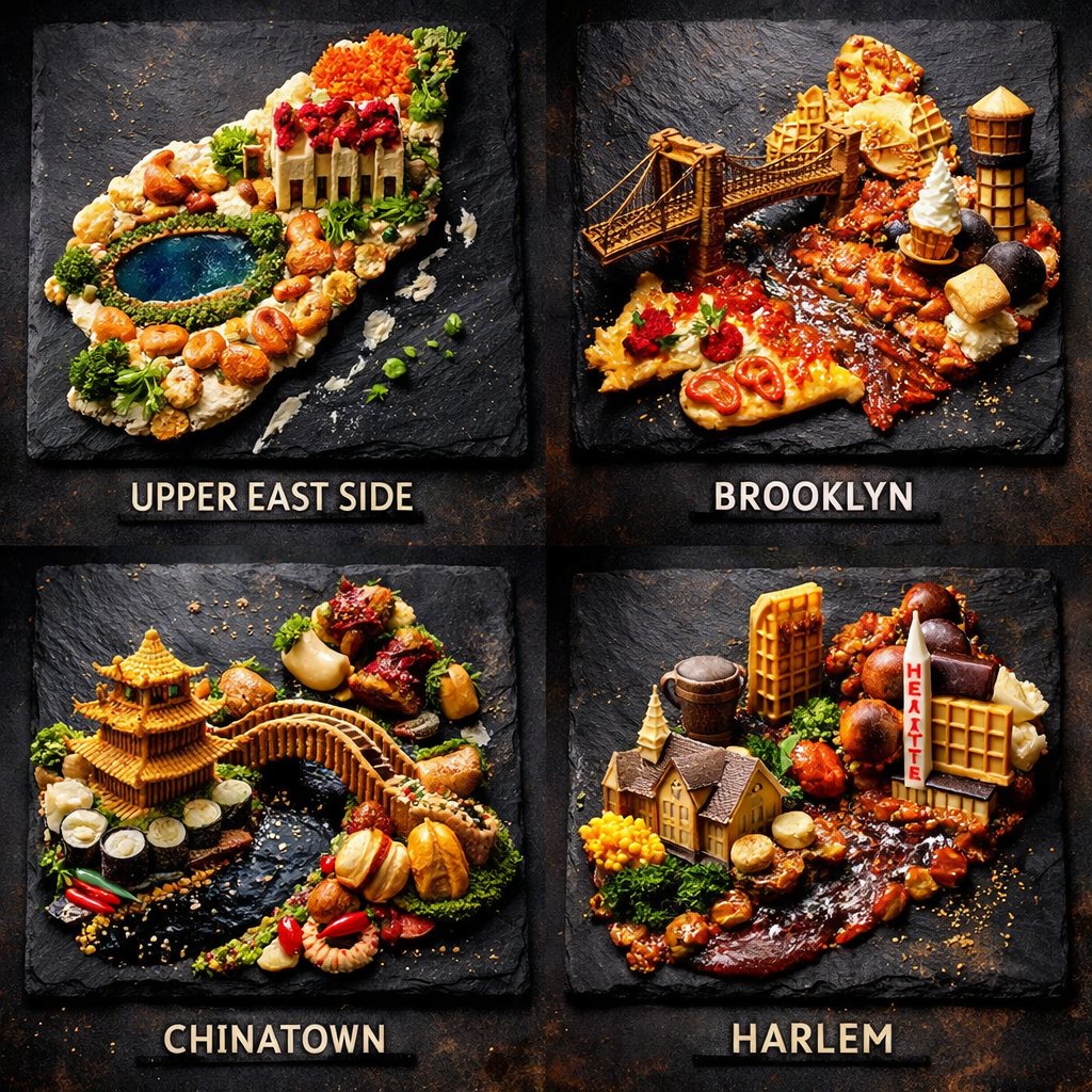 纽约街区美食艺术网格
