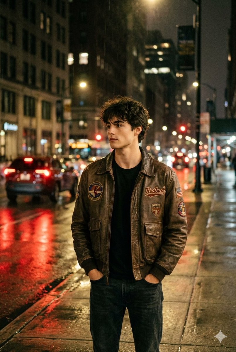 Nighttime Street Portrait with Wet Pavement 1