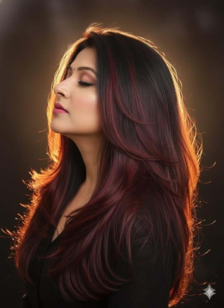 Burgundy Hair Cinematic Studio Portrait 1