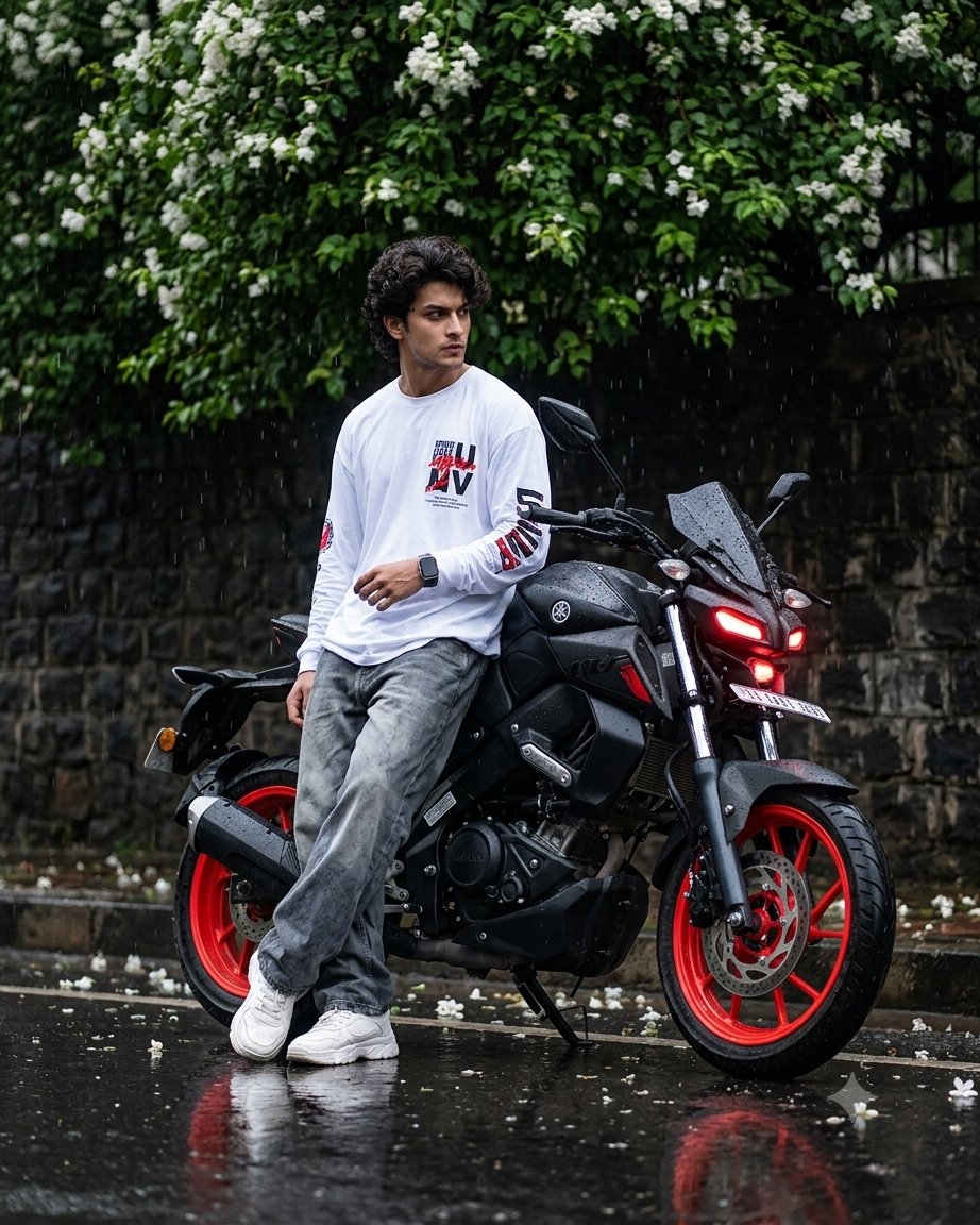 Cinematic Rainy Biker Portrait 1