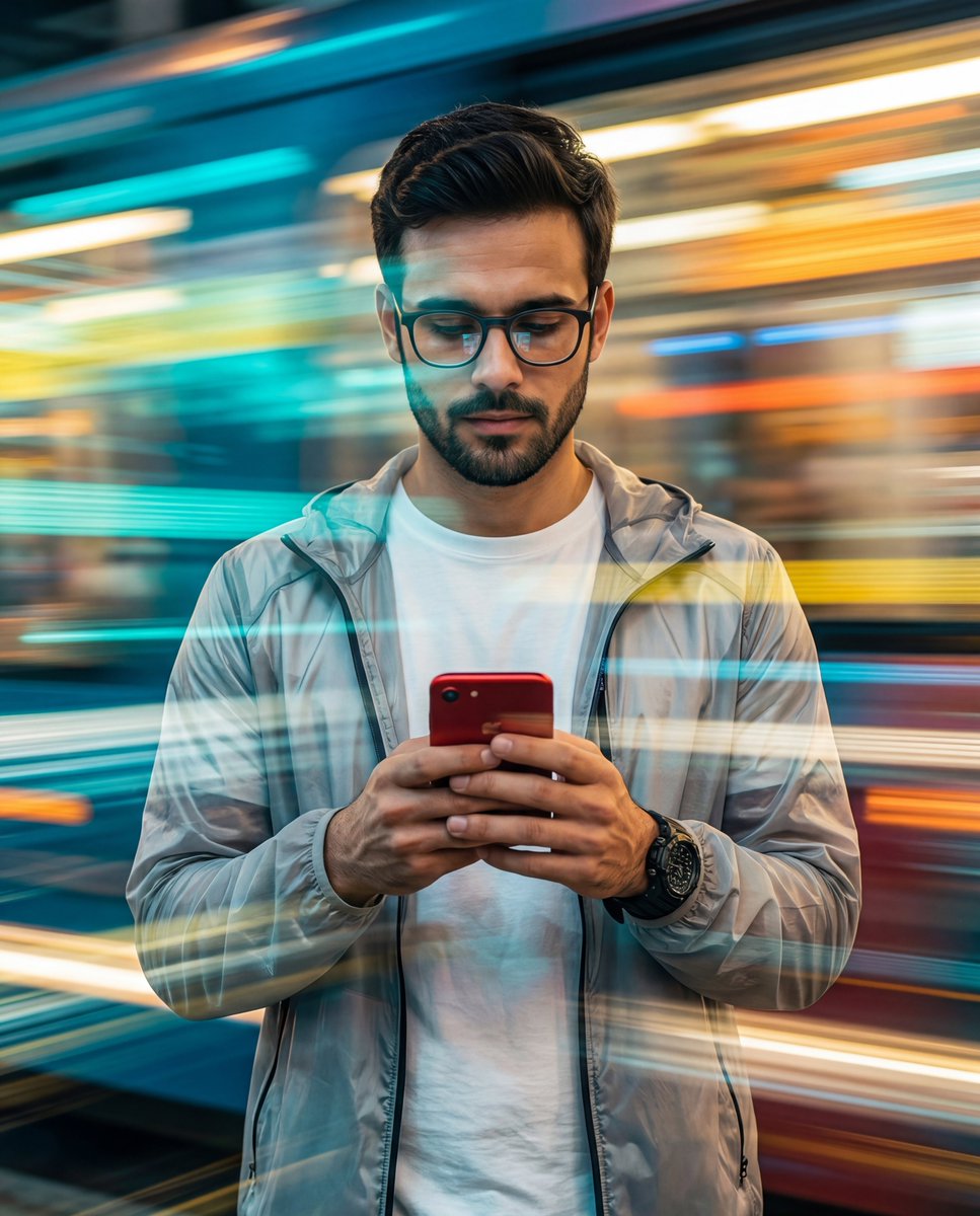Man with Motion Blur Streaks and Double Exposure Effect 1