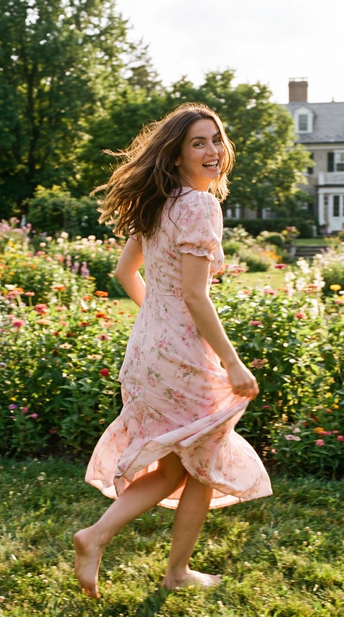 Joyful Running in Countryside Garden 2