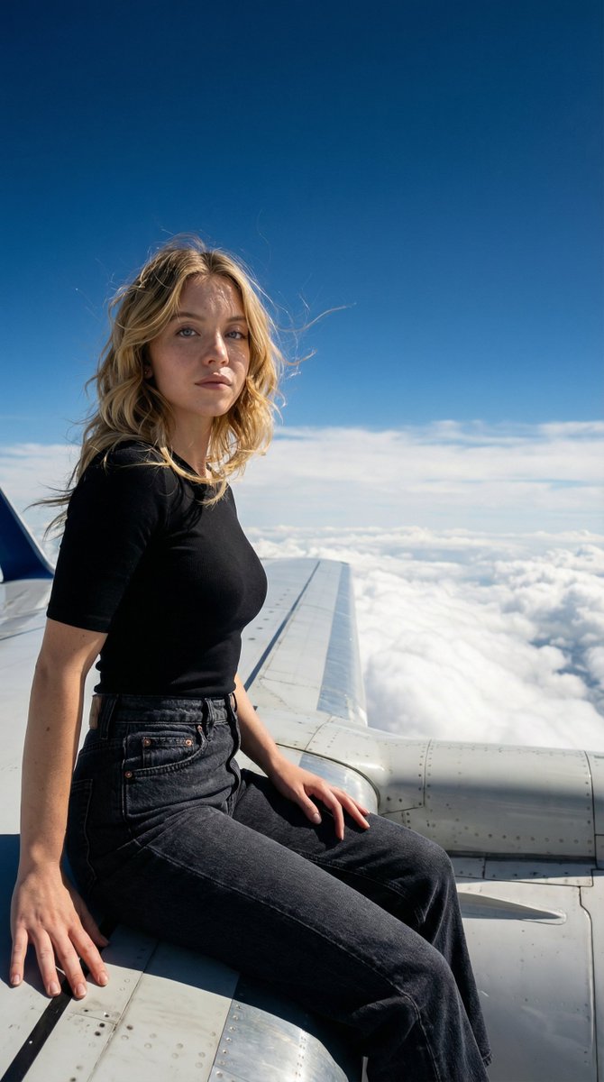 Ultra-Realistic Cinematic Photo of Woman Sitting on an Airplane 3
