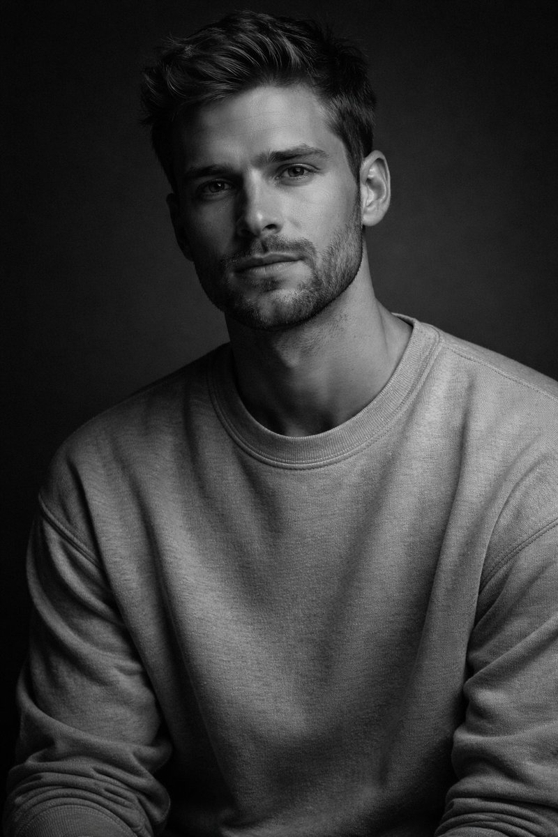High-Contrast Monochrome Studio Portrait of a Man 1