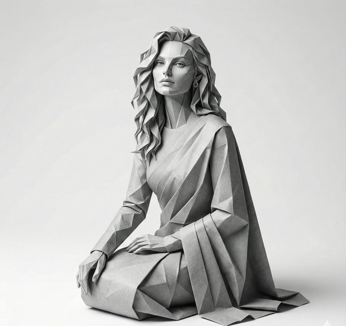 Hyper-Detailed Origami Portrait Sculpture 4