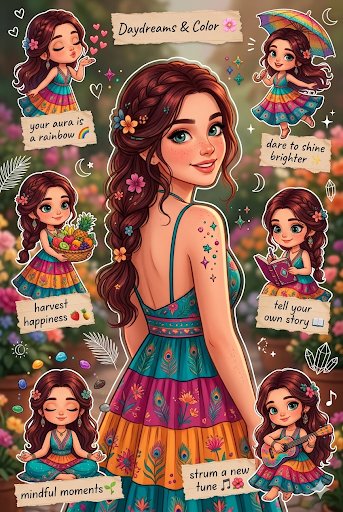 Boho-Chic Positive Vibes Sticker Sheet 1