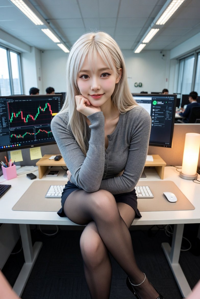 Corporate Office Trading Floor Selfie Prompt 1