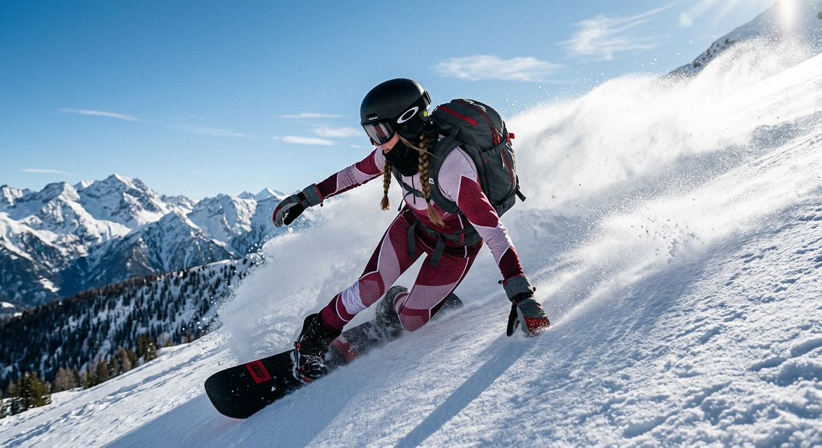 Action Snowboarder Mountain Shot 1
