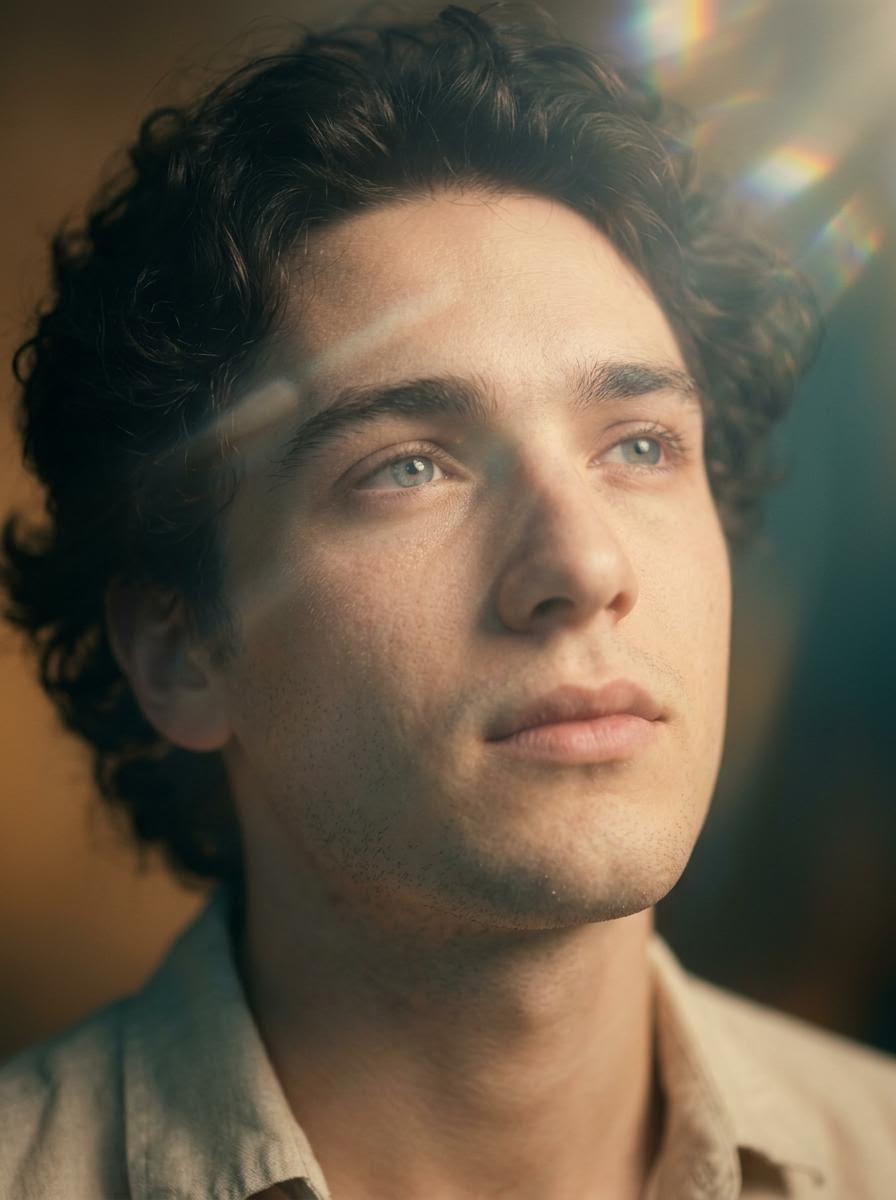 Cinematic Close-Up Portrait with Lens Flares 1