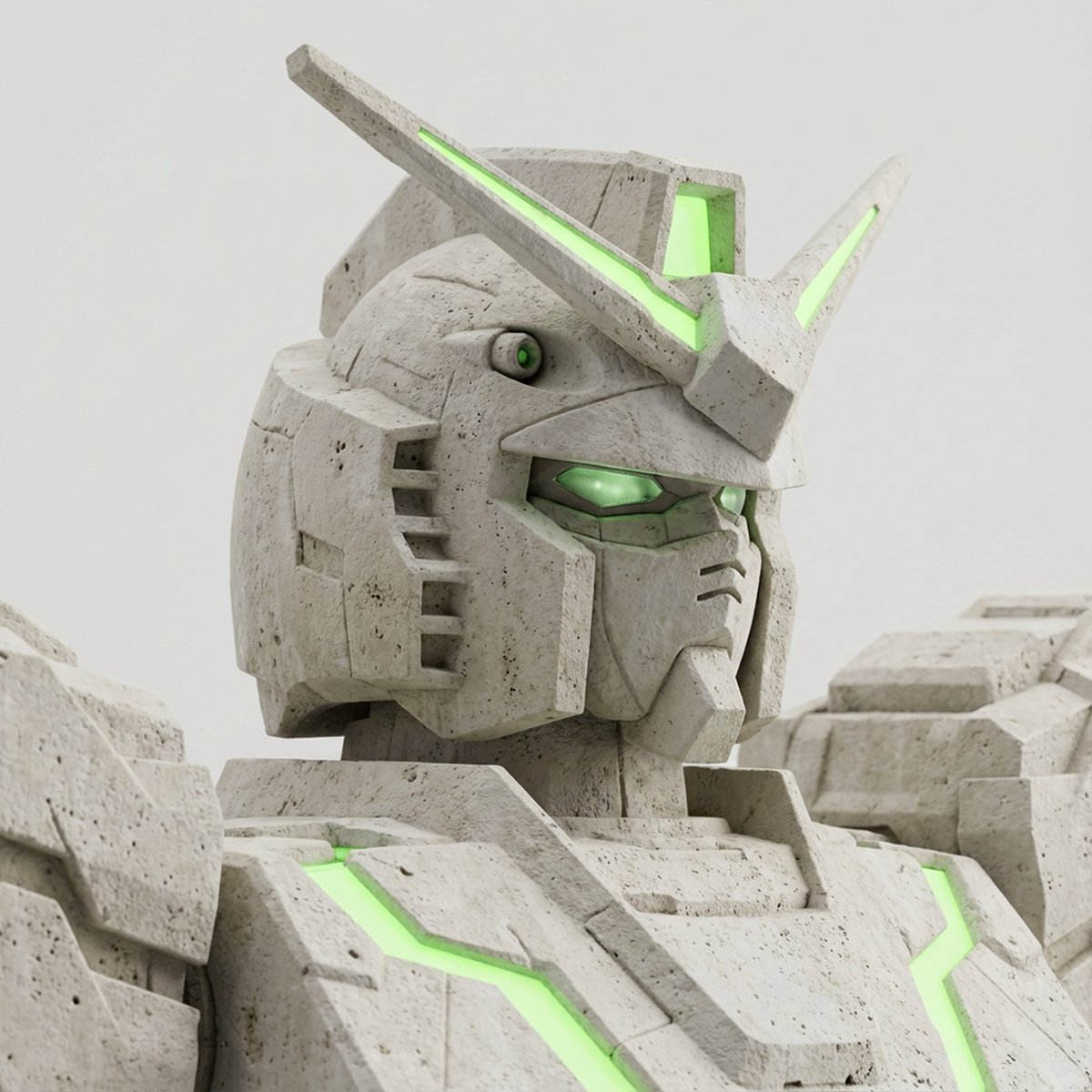 Limestone Sculpture with Neon Glow Prompt 2