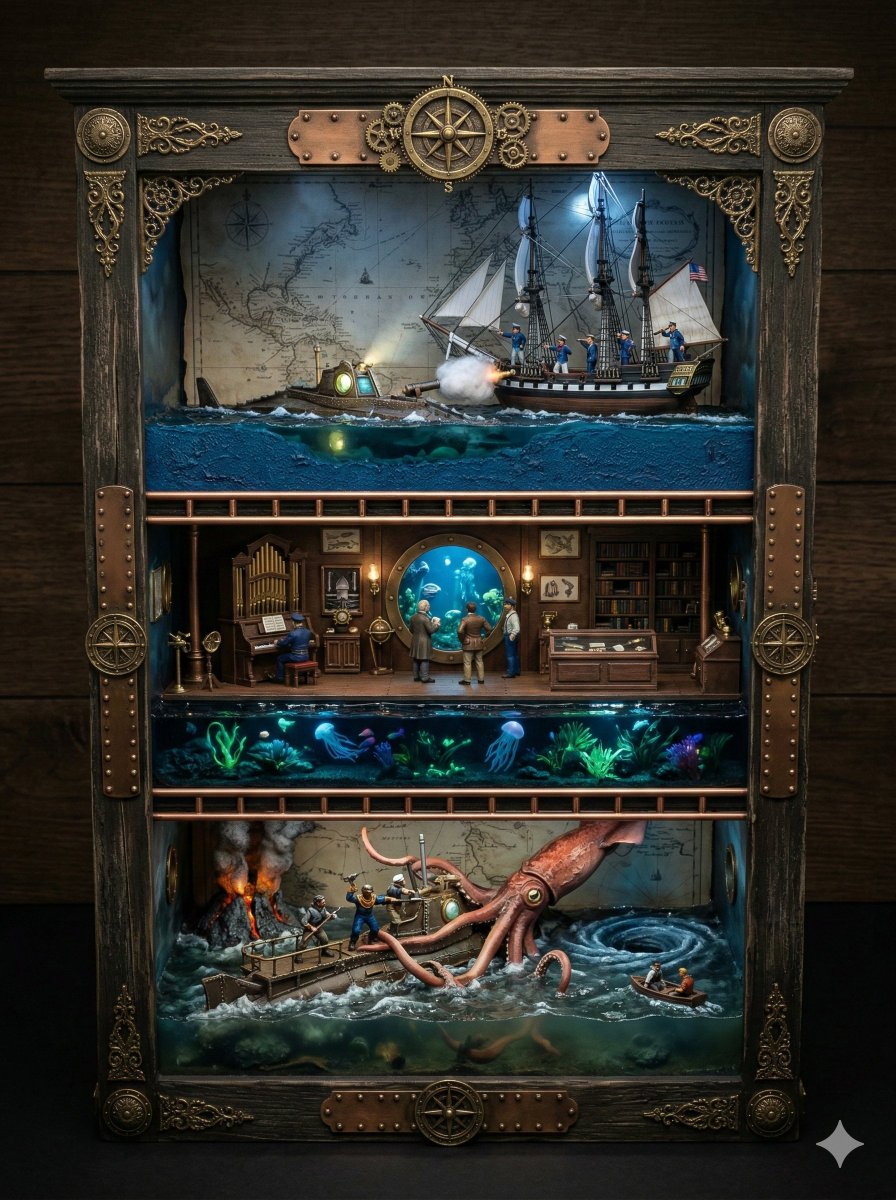 Ornate Box Diorama Prompt for Twenty Thousand Leagues Under the Sea 1