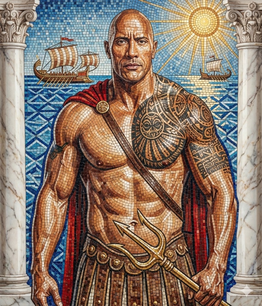 Subject Reimagined as Roman God in Mosaic Art Style 1