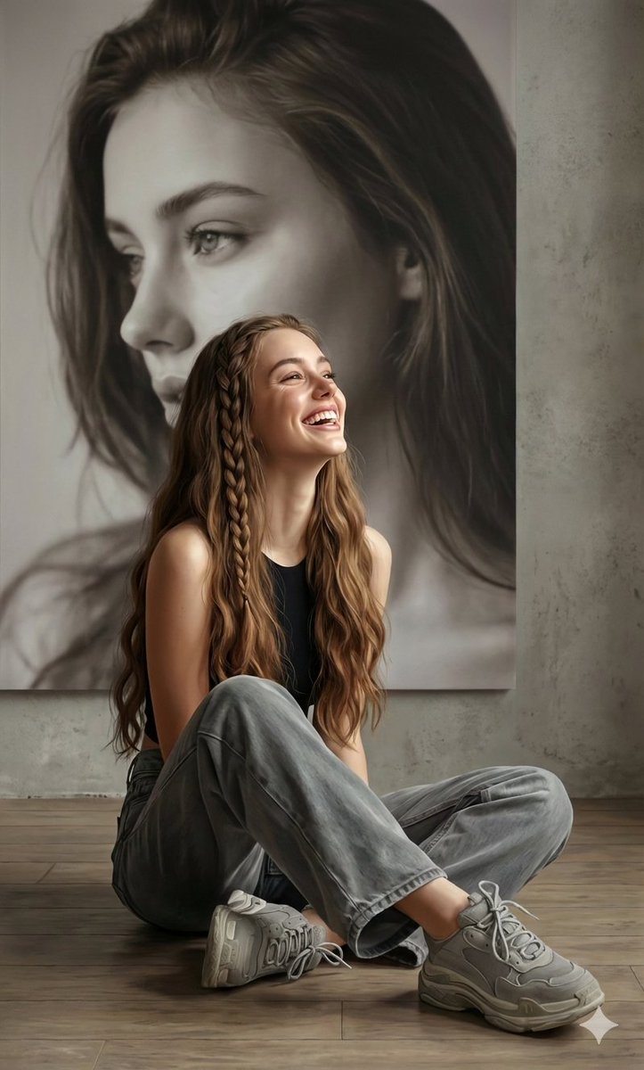 Hyperrealistic Portrait with Monochrome Profile Background 1