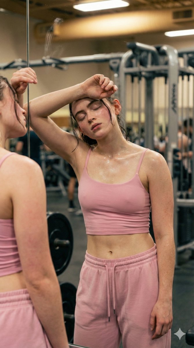Gym Mirror Reflection Portrait Prompt (Sweaty Focus) 4
