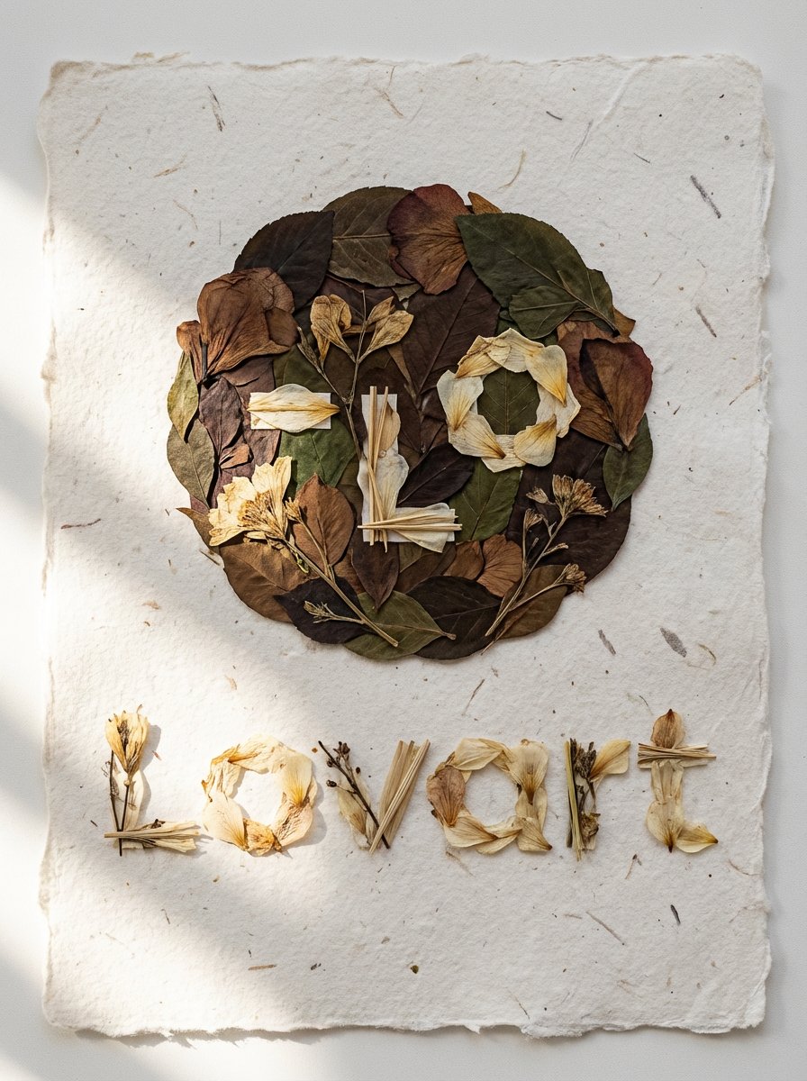 Pressed Flower Logo Flat Lay Composition 1