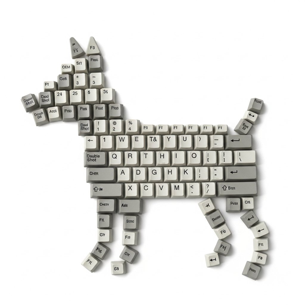 Top-Down Flat Lay of Dog Formed from Keyboard Keycaps 2