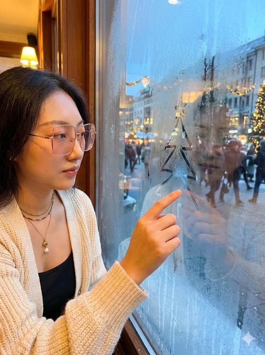 Christmas Window Condensation Doodle Portrait 1