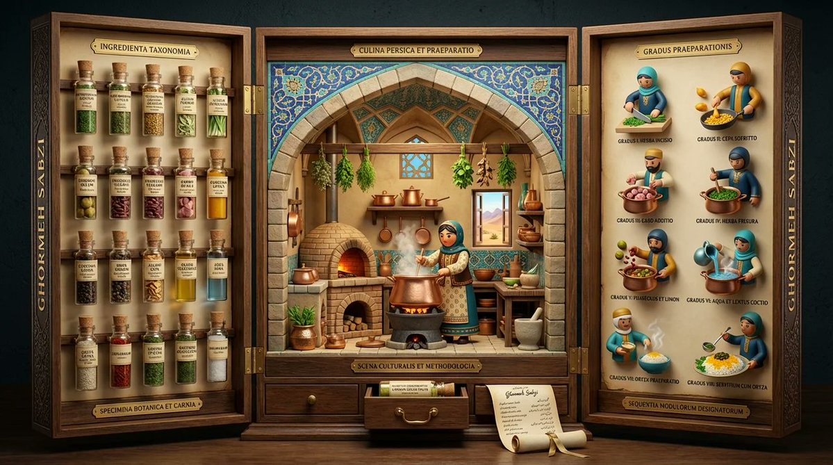 Medieval Altarpiece Display of Ghormeh Sabzi 1