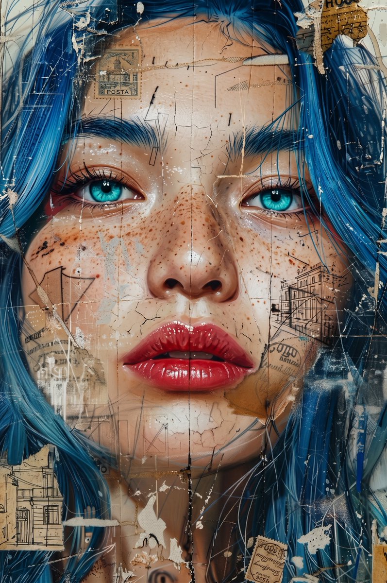 Mixed Media Urban Collage Portrait 1