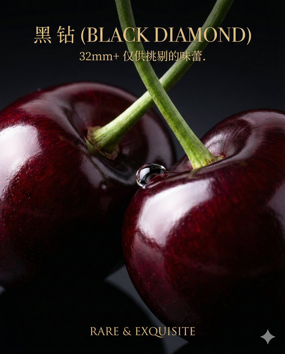 Luxury Cherry Product Photography Prompt (Black Diamond) 2