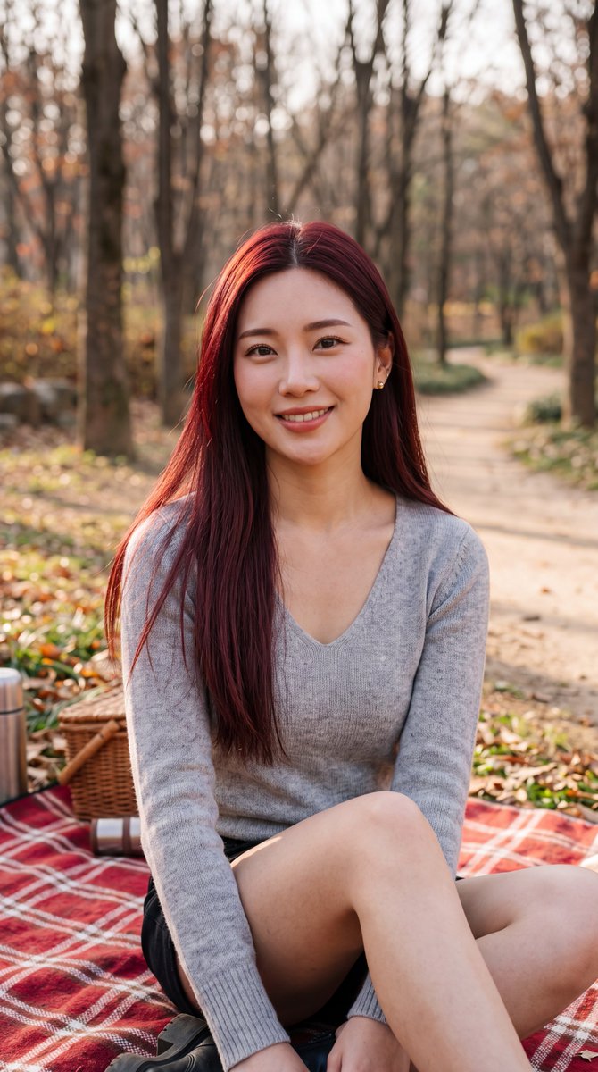 Burgundy Hair Portrait in Park 4
