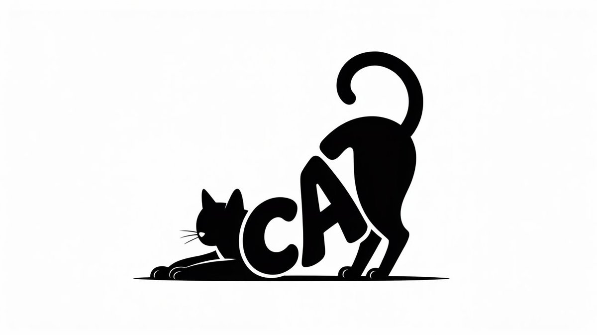 Monochrome Typographic Cat Illustration 3