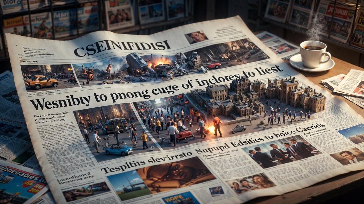 Newspaper Mid-Unfold Diorama Prompt 2