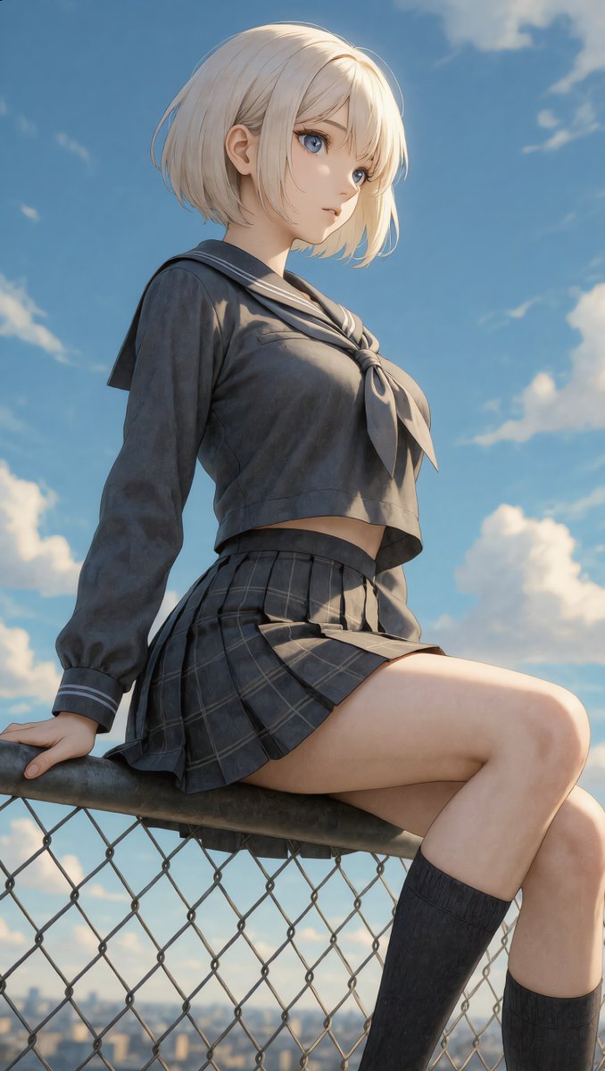 Girl on Rooftop Looking at the Sky 1