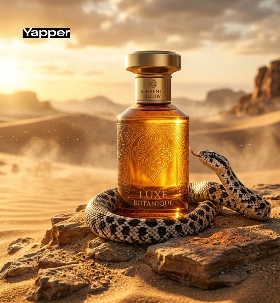 Luxury Perfume Advertisement in Desert Setting 1