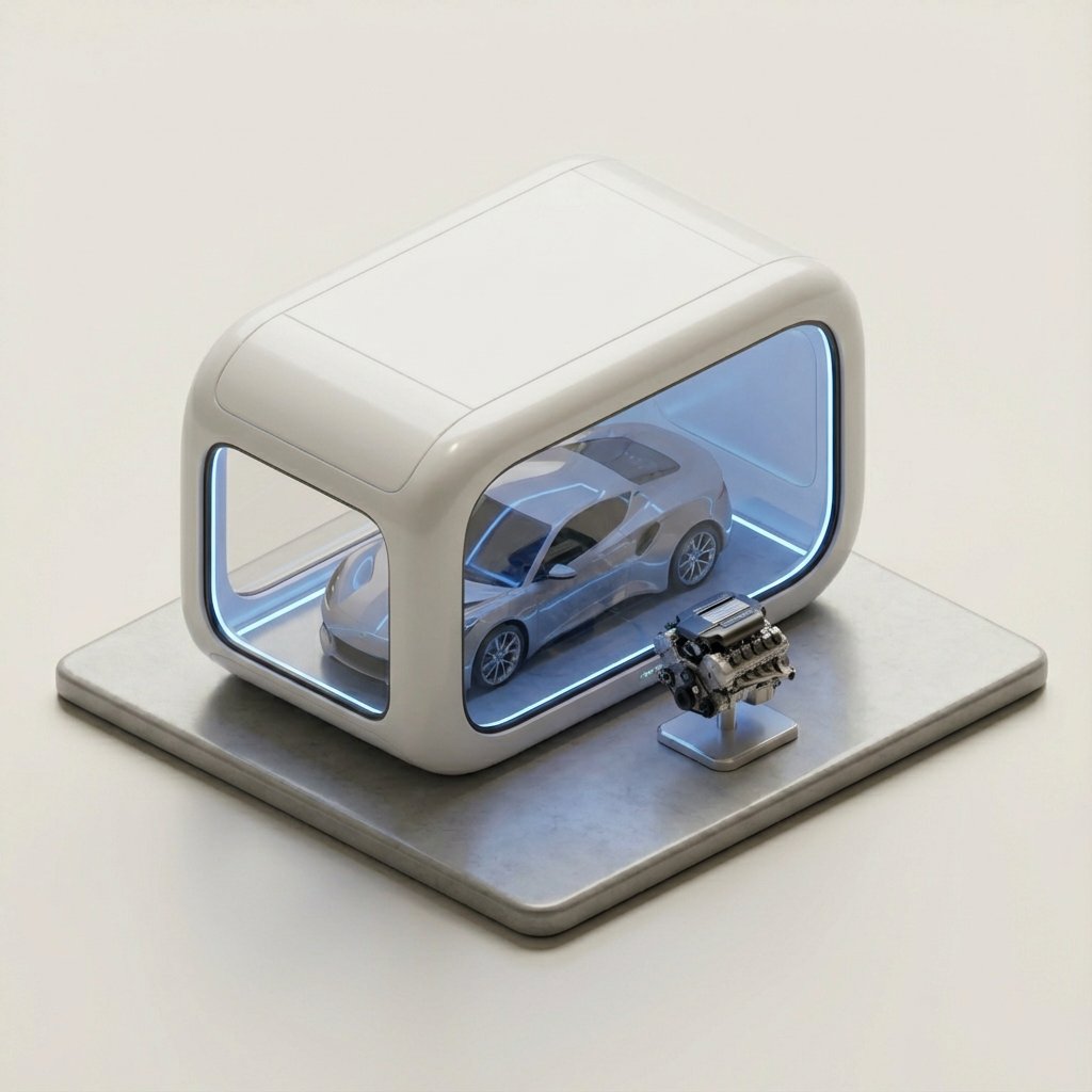 Minimalist 3D Isometric Car Showroom Model 1