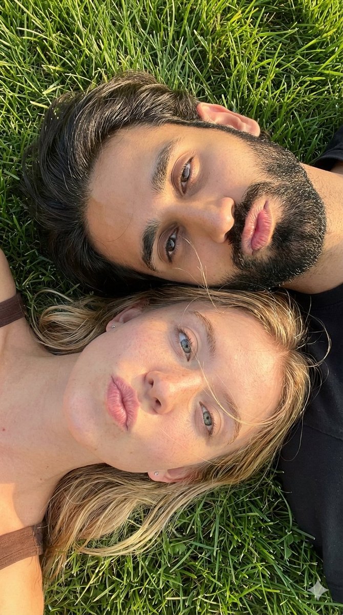 Hyper-Realistic Couple Selfie on Grass Prompt 3
