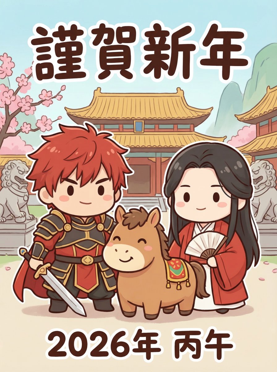 Chibi Character New Year's Card Design Prompt (2026) 1