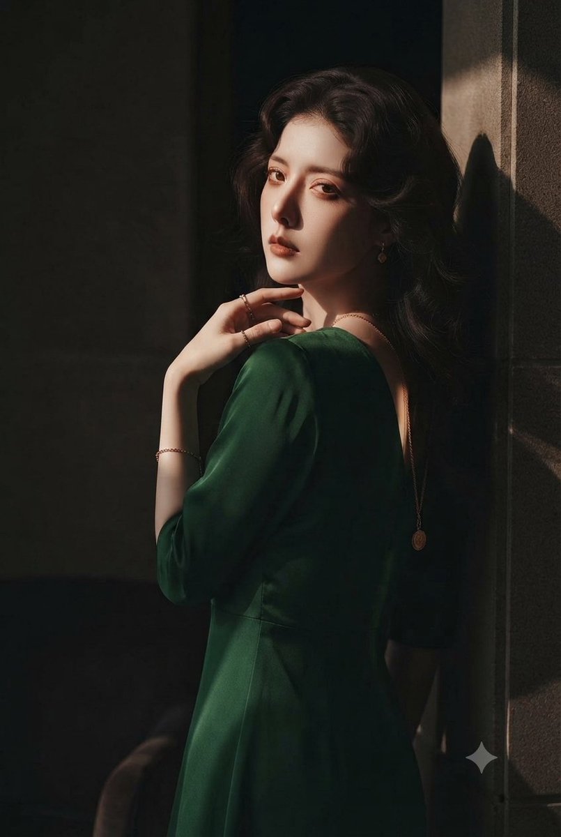 Emerald Silk Fashion Portrait 3