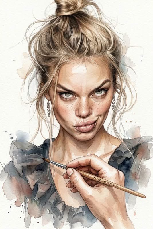 Detailed Watercolor Portrait Illustration 2