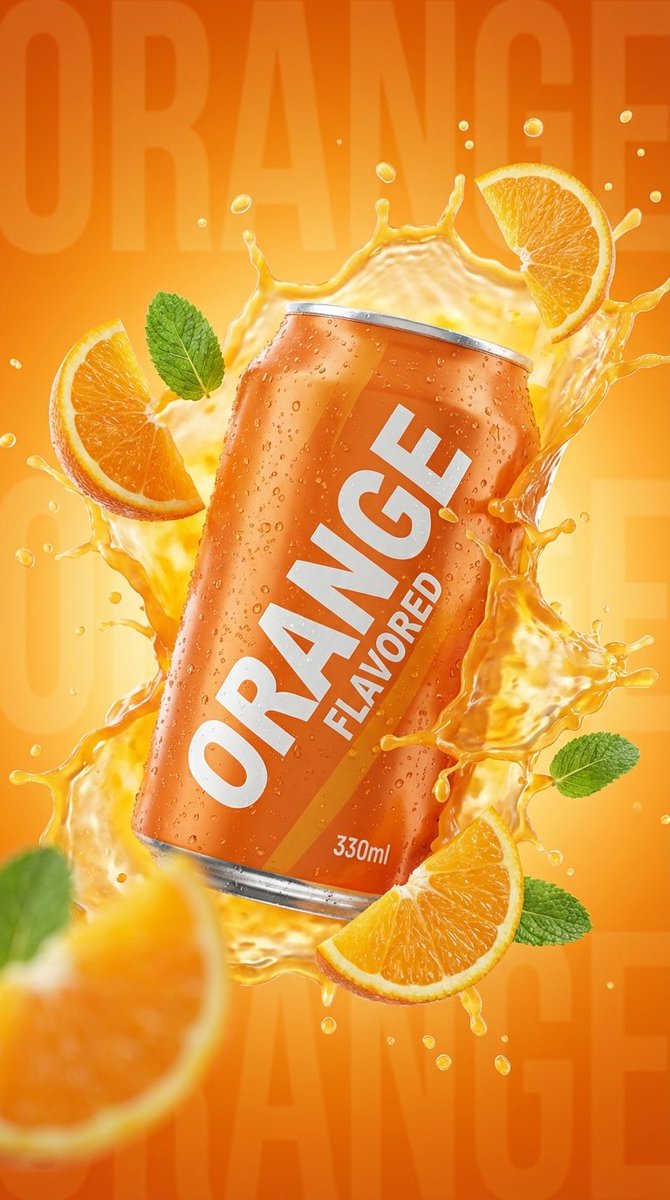 Commercial Product Photography: Orange Soda Can Splash 1