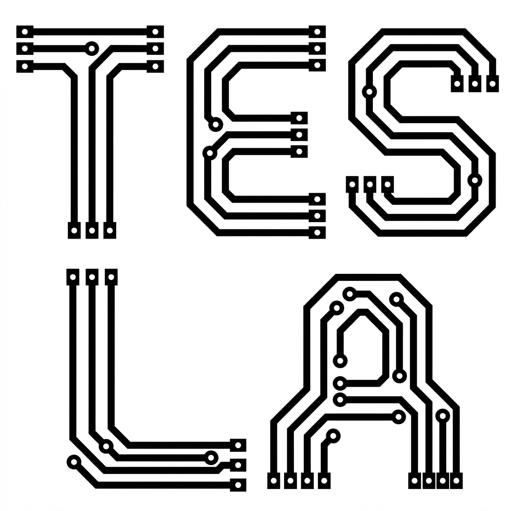 PCB Word Art Schematic for 'Tesla' 1
