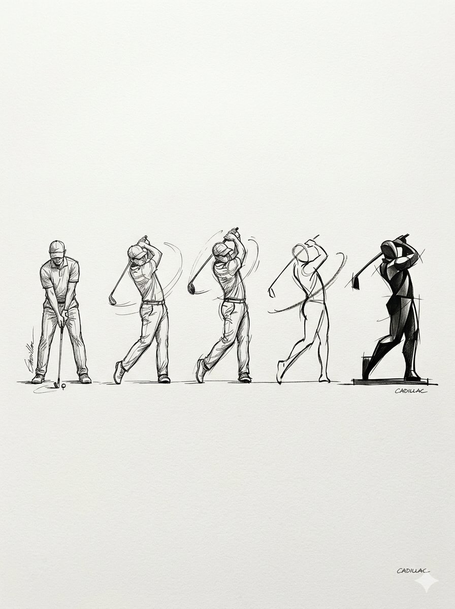 Progressive Golf Swing Artistic Sketch 1