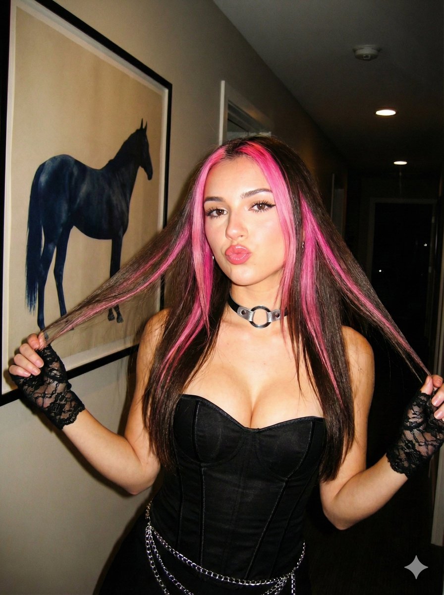 Y2K Flash Portrait with Pink Highlights Prompt 1