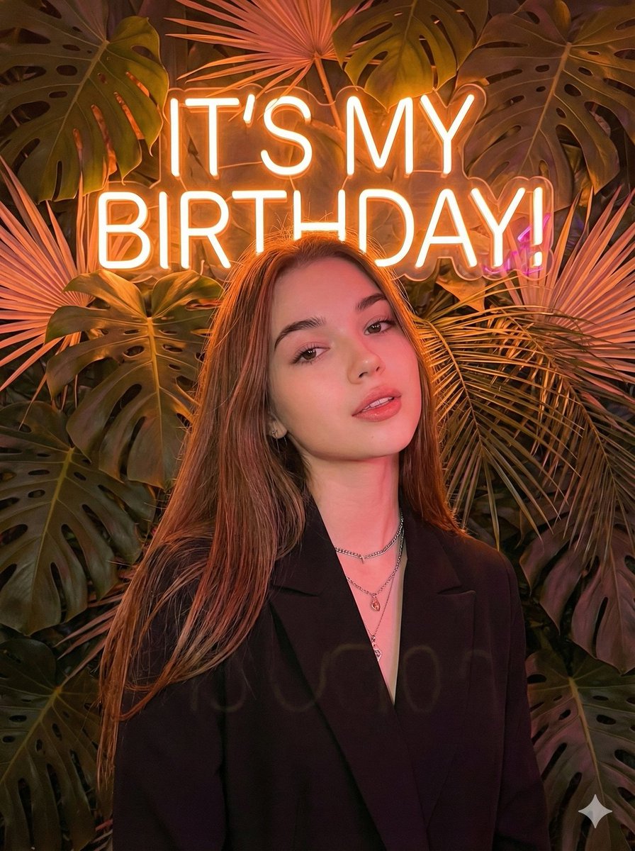 Birthday Celebration Neon Poster Collage Prompt 1