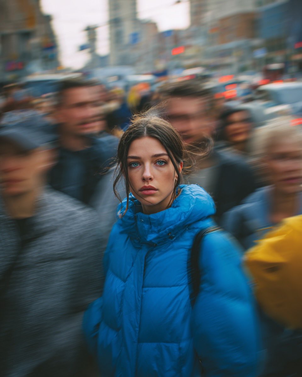 Cinematic Street Portrait of Woman in Puffer Jacket (3 Variations) 3