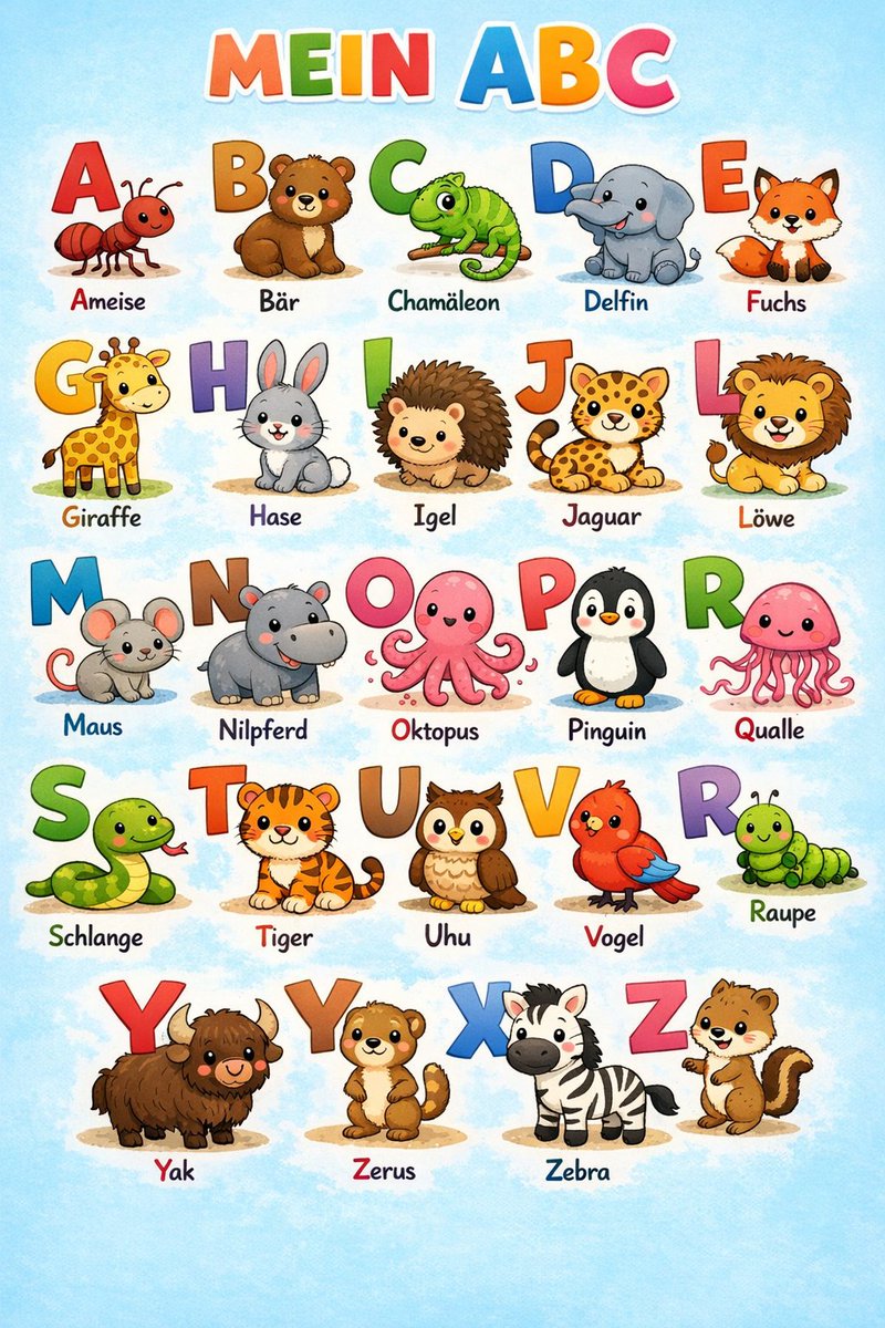 German alphabet poster for children 1
