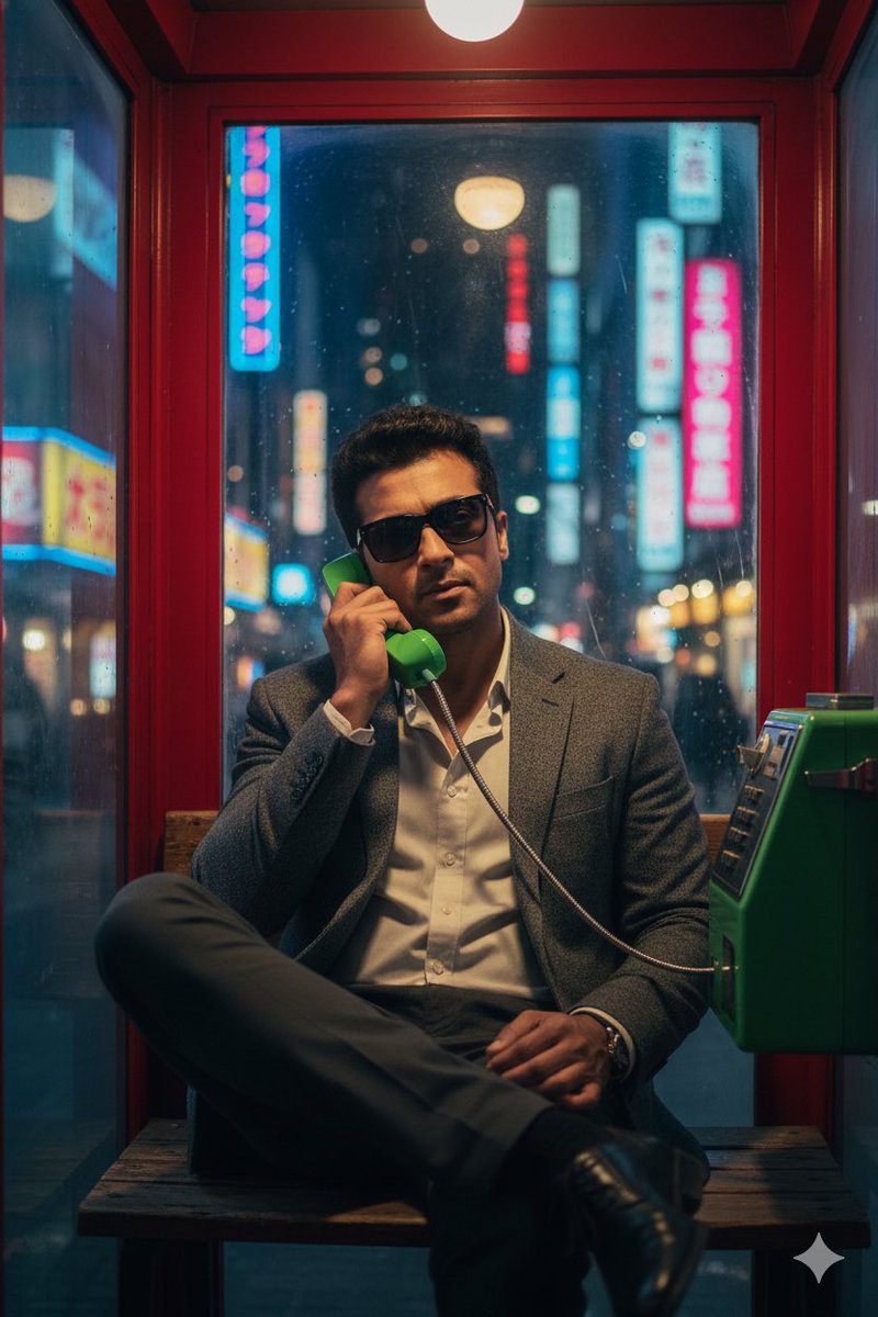 Neon City Phone Booth Portrait 2