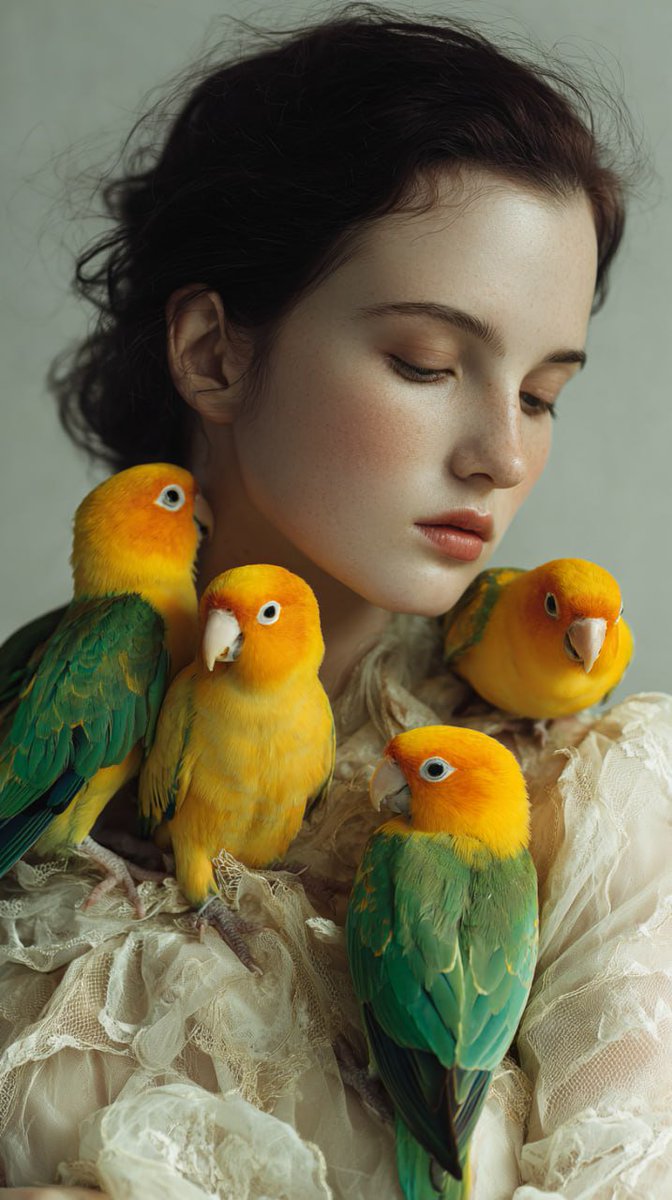 Studio Portrait with Parrots 2