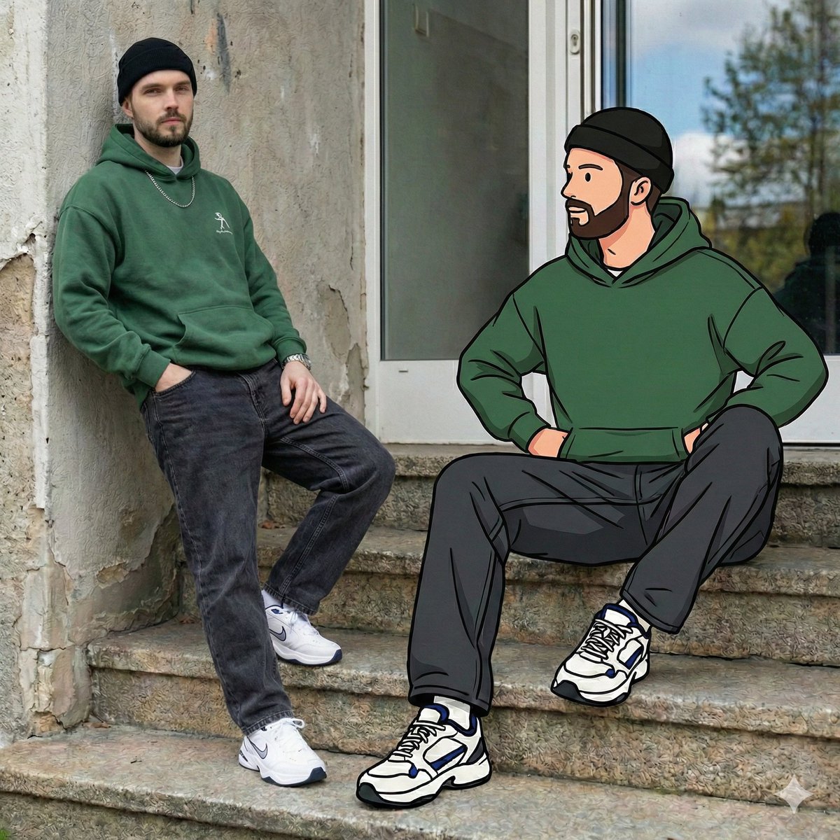 Mixed Reality Street Portrait with Cartoon Twin 2