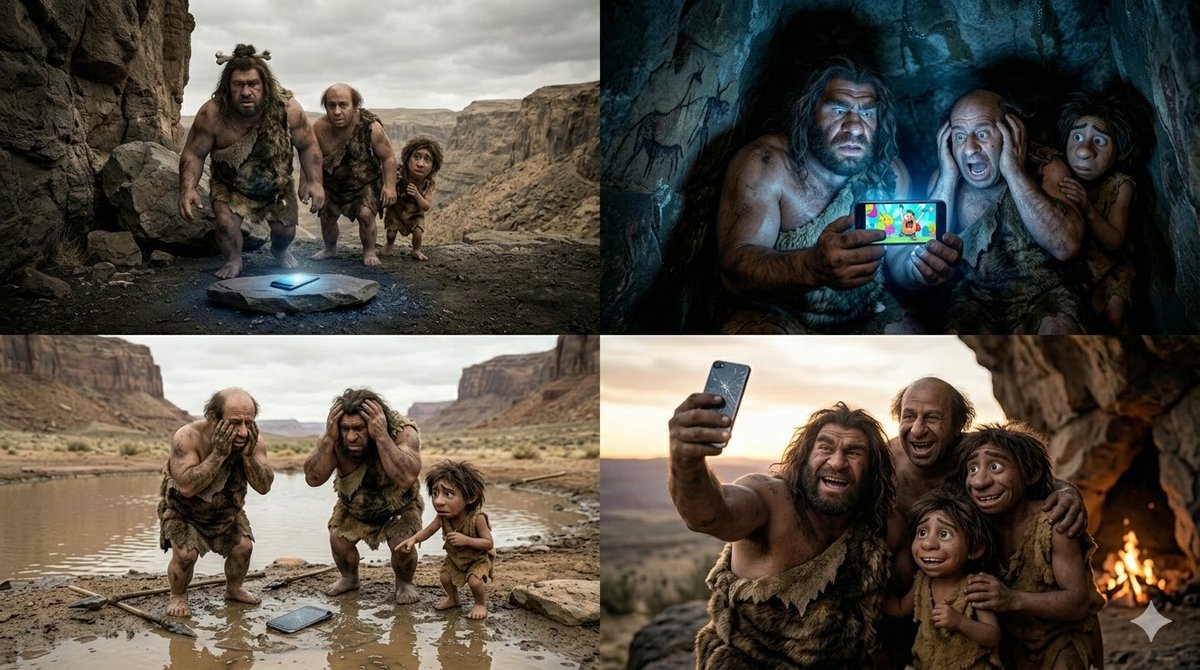 Funny 4-Part Story: Primitive Men and a Mobile Phone 1