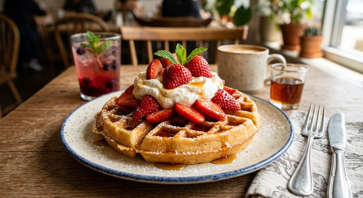 Appetizing Strawberry Waffle Photography 2