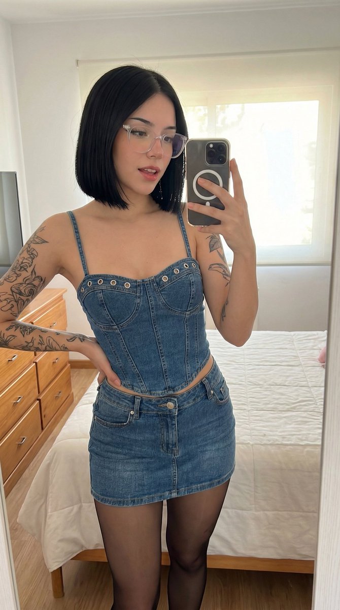 Denim Mirror Selfie Portrait 1