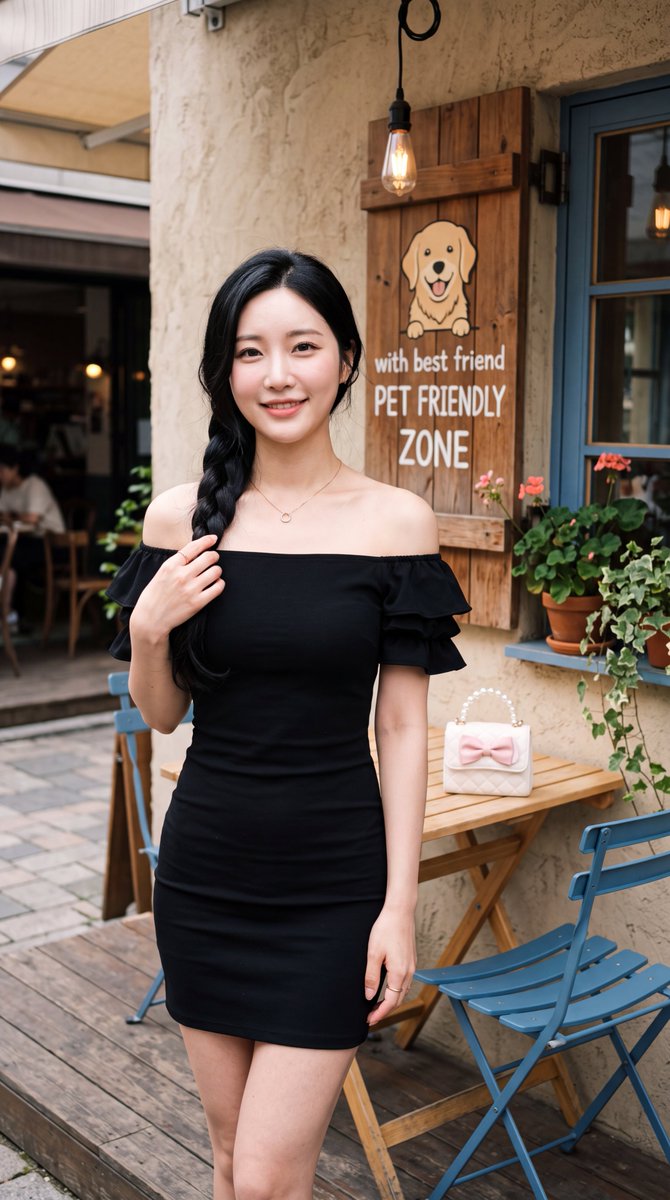 East Asian Woman at Outdoor Café 3