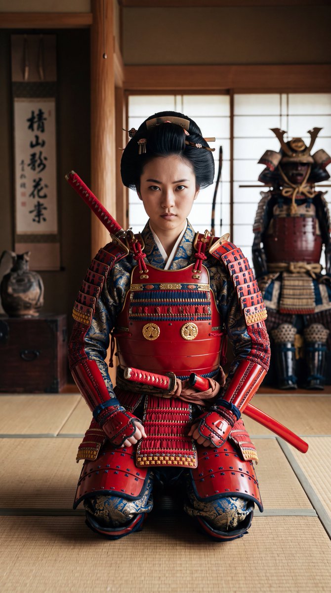 Japanese Samurai Woman in Red Armor 2