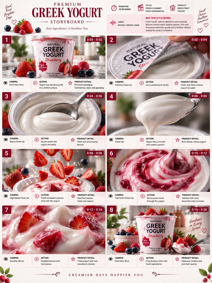 Comic / Storyboard - Premium Yogurt Commercial Storyboard
